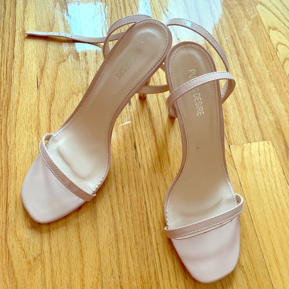 barely there nude skinny strap heeled sandal